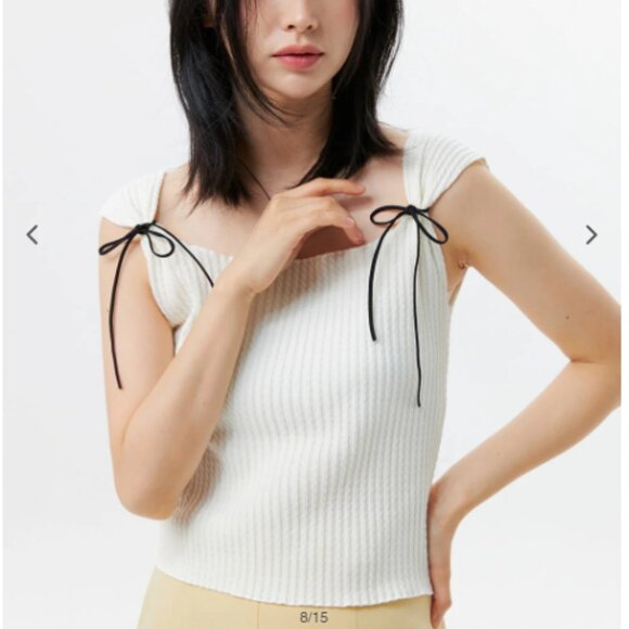 Lewkin Ribbon Sleeveless Top in White Small - Picture 1 of 6
